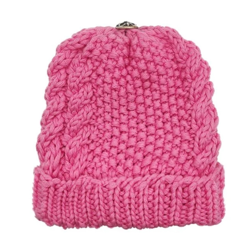 CHROME HEARTS CROSS PATCH CASHMERE PINK BEANIE - JD BOY display picture 1